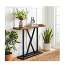 Rectangular Console Table With Geometric Metal Frame Rustic Brown