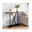 Rectangular Console Table With Geometric Metal Frame Rustic Brown