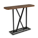 Rectangular Console Table With Geometric Metal Frame Rustic Brown