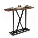 Rectangular Console Table With Geometric Metal Frame Rustic Brown