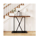 Rectangular Console Table With Geometric Metal Frame Rustic Brown
