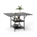 Rectangular Kitchen Table With 2 Tier Storage Shelves And Metal Legs