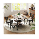 Rectangular Kitchen Table With 2 Tier Storage Shelves And Metal Legs