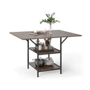 Rectangular Kitchen Table With 2 Tier Storage Shelves And Metal Legs