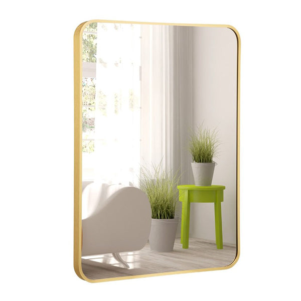 Rectangular Mirror With Aluminum Alloy Frame For Bathroom Golden