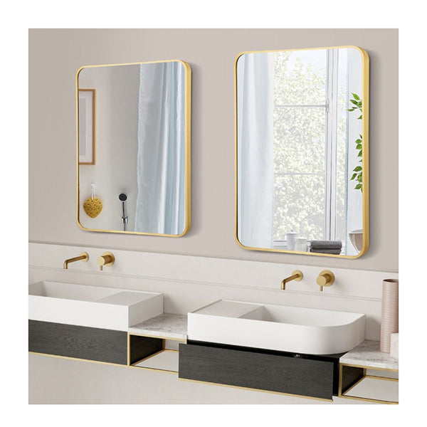 Rectangular Mirror With Aluminum Alloy Frame For Bathroom Golden