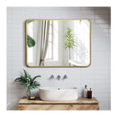 Rectangular Mirror With Aluminum Alloy Frame For Bathroom Golden