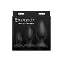 Renegade Triple Strike Kit Butt Plugs Set Of 3 Sizes Black