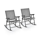Folding Rocking Chair Set Of 2 With Breathable Seat Fabric