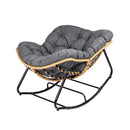 Rocking Chair With Thick Cushion PE Rattan Indoor Patio Grey