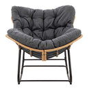 Rocking Chair With Thick Cushion PE Rattan Indoor Patio Grey