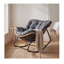 Rocking Chair With Thick Cushion PE Rattan Indoor Patio Grey