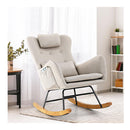 Rocking Chair Nursing Armchair Linen Accent Chairs With 2 Pillow