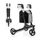 Aluminium Foldable 3 Wheel Rollator Walker With Zippered Storage Bag