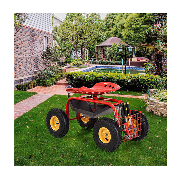 Rolling Garden Cart With Tool Tray Work Seat For Gardening