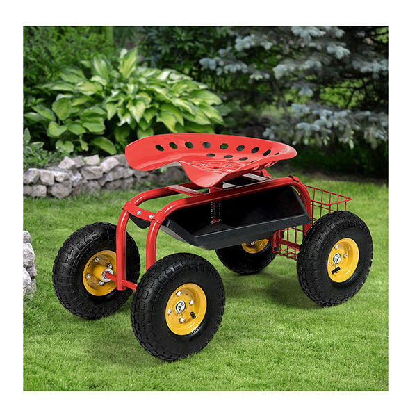 Rolling Garden Cart With Tool Tray Work Seat For Gardening