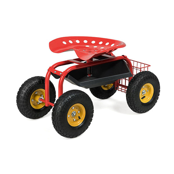 Rolling Garden Cart With Tool Tray Work Seat For Gardening