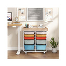 10 Drawer Rolling Storage Cart With Wooden Tabletop Macaron