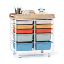 10 Drawer Rolling Storage Cart With Wooden Tabletop Macaron