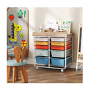 10 Drawer Rolling Storage Cart With Wooden Tabletop Macaron