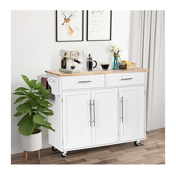 Rolling Storage Trolley With 2 Deep Drawers For Kitchen