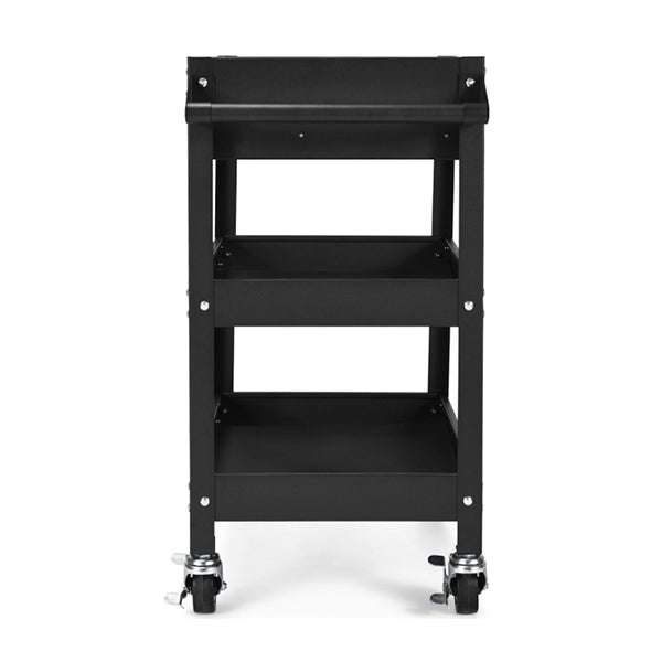 3 Tray Rolling Utility Cart with Drawer and Wheels for Garage and Warehouse Black