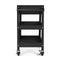 3 Tray Rolling Utility Cart with Drawer and Wheels for Garage and Warehouse Black