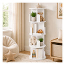 Rotating Bookshelf Corner 4 Tier 3 Section Storage Display Home White