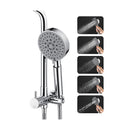 Chrome Gooseneck Shower Set 200Mm Shower Head 5Mode Handheld Head