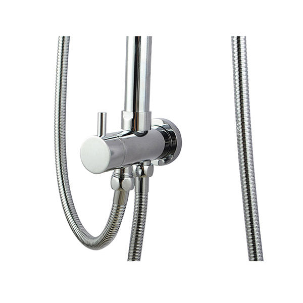 Chrome Gooseneck Shower Set 200Mm Shower Head 5 Mode Handheld Head