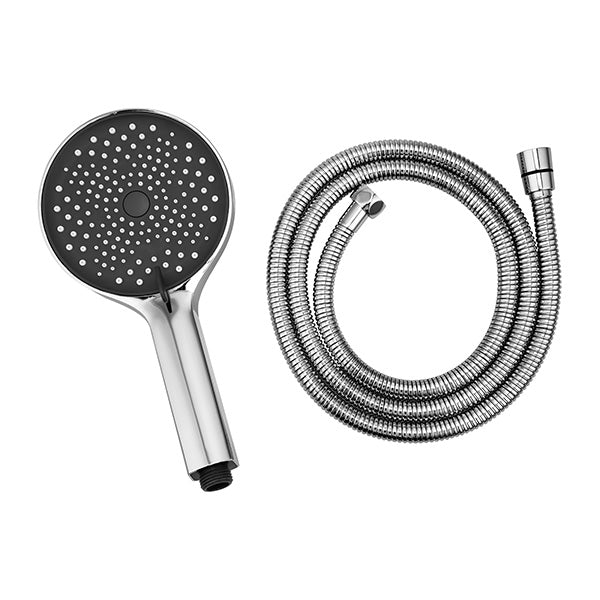 3 Modes Bathroom Handheld Shower Head Stainless Steel Water Hose Round