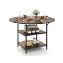 Round Dining Table With 2Tier Storage Shelf And Heavy Duty Metal Frame