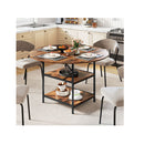 Round Dining Table With 2Tier Storage Shelf And Heavy Duty Metal Frame