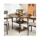Round Dining Table With 2Tier Storage Shelf And Heavy Duty Metal Frame