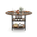 Round Dining Table With 2Tier Storage Shelf And Heavy Duty Metal Frame