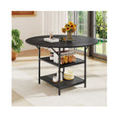 Round Dining Table With 2Tier Storage Shelf And Heavy Duty Metal Frame