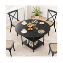 Round Dining Table With 2Tier Storage Shelf And Heavy Duty Metal Frame