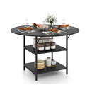 Round Dining Table With 2Tier Storage Shelf And Heavy Duty Metal Frame