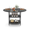 Round Dining Table With 2Tier Storage Shelf And Heavy Duty Metal Frame