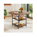 Round Dining Table With 2Tier Storage Shelf And Heavy Duty Metal Frame