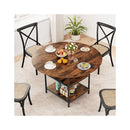 Round Dining Table With 2Tier Storage Shelf And Heavy Duty Metal Frame