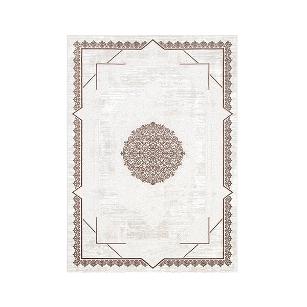 Amalia Oriental Border Medallion Cream Brown Rug
