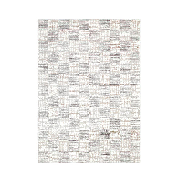 Jasmin Distressed Checkers Grey Beige Rug
