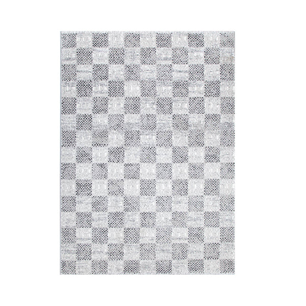 Doreen Grey Checkered Rectangle Rug