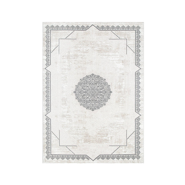 Amalia Oriental Border Medallion Cream Grey Rug