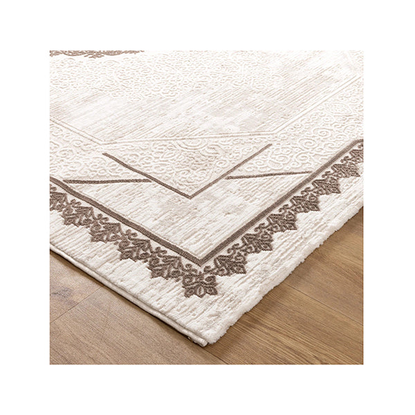 Amalia Oriental Border Medallion Cream Brown Rug