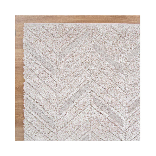 Tanya Chevron Beige Shag Rug