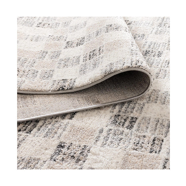 Doreen Grey Beige Checkered Rectangle Rug