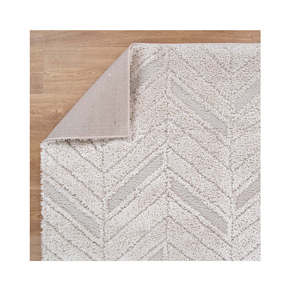 Tanya Chevron Beige Shag Rug