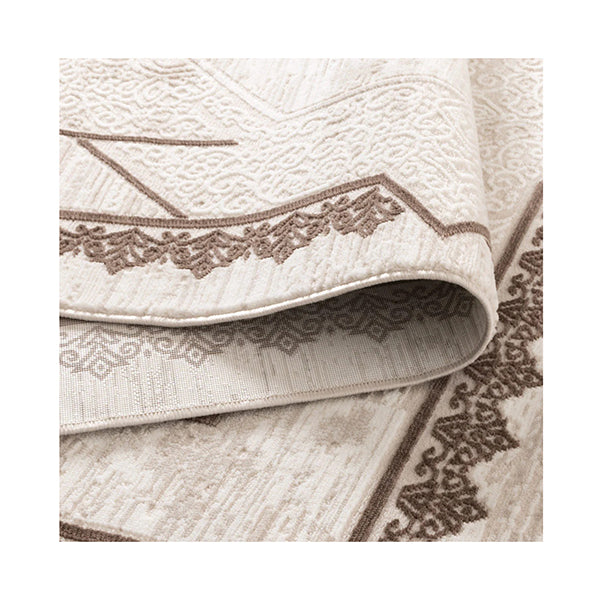 Amalia Oriental Border Medallion Cream Brown Rug